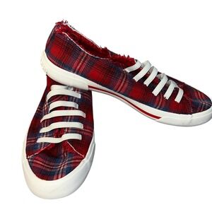 Rocket Dog Red Plaid Slip On Sneakers Women's Size 10 Casual Comfort